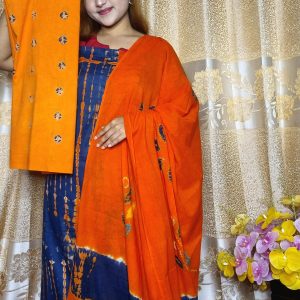 দেবদাস অরগান্ডি বাটিক থ্রি পিস